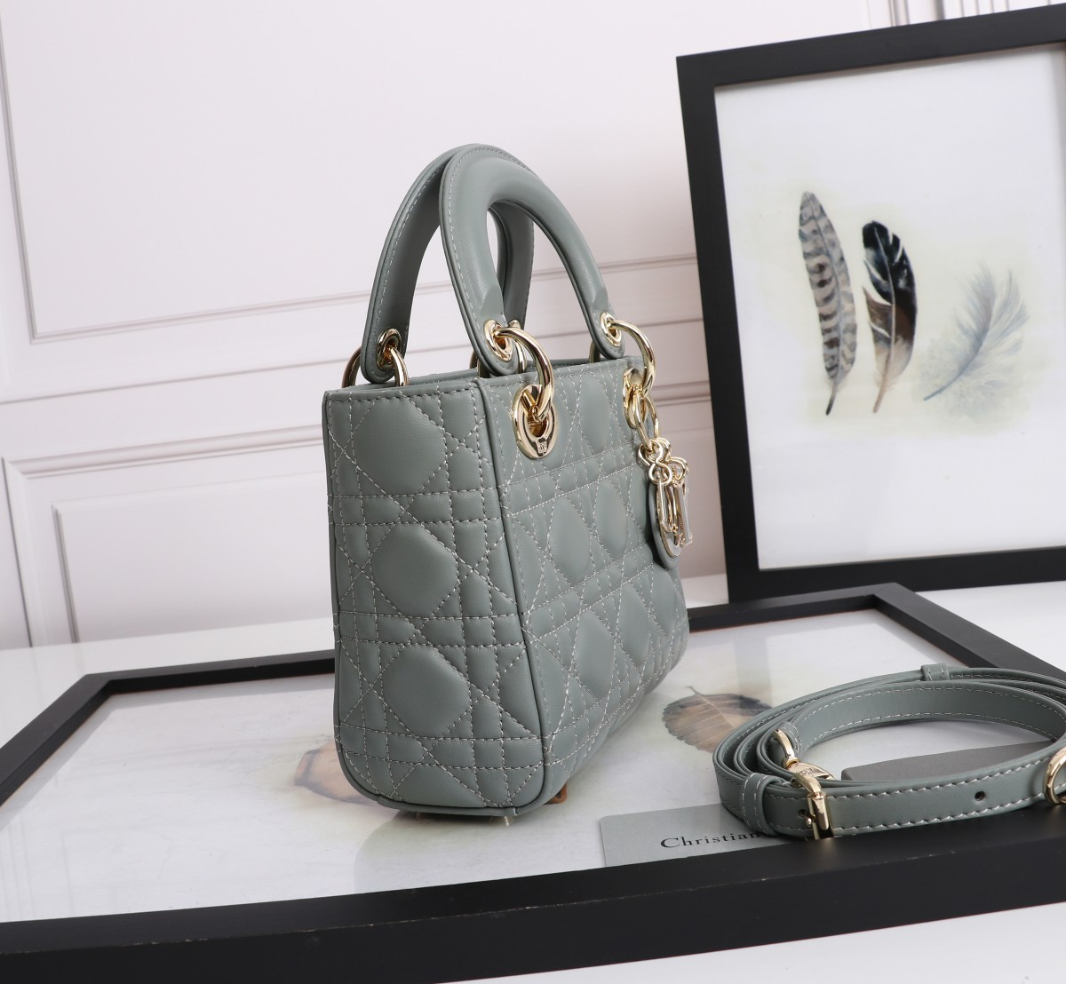 Mini Lady Dior Bag Gray Cannage Lambskin